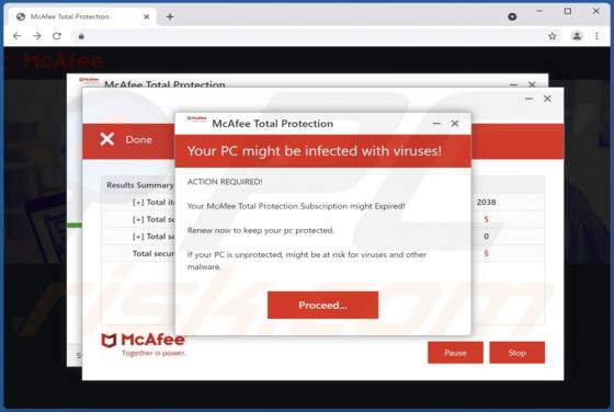 McAfee Total Protection - Your PC Might Be Infected With viruses! POP-UP Scam