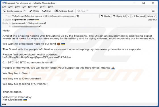 Ukrainian Government Is Embracing Digital Assets Email Scam