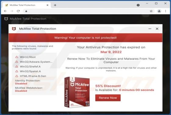 Your Antivirus Protection Has Expired POP-UP Scam