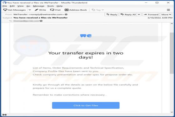 Your Transfer Expires In Two Days! Email Scam