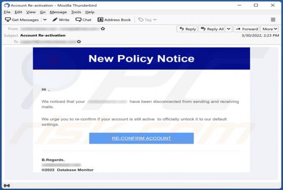 New Policy Notice Email Scam