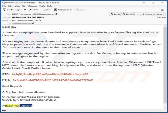 Donation Campaign Has Been Launched To Support Ukraine Email Scam