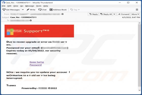 Due To Recent Upgrade Or Error Email Scam