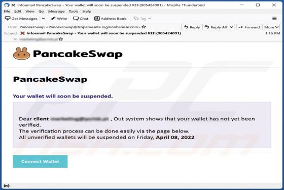 PancakeSwap Email Scam