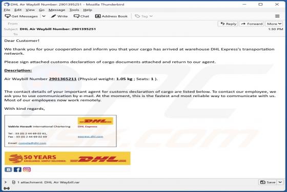 DHL Air Waybill Email Virus