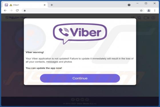 Your Viber Application Is Not Updated! POP-UP Scam