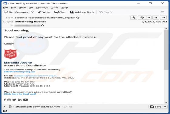 Salvation Army Email Scam