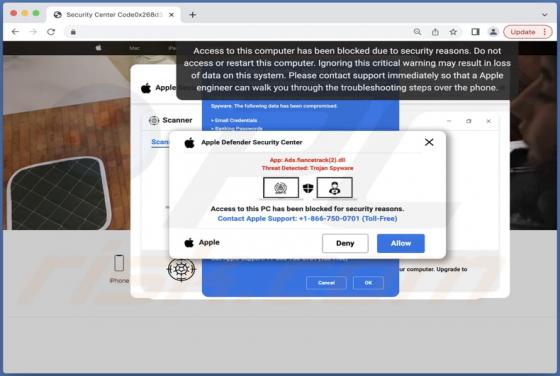 Apple Defender Security Center POP-UP Scam (Mac)