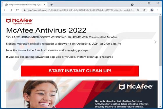 MICROSOFT WINDOWS With Pre-installed Mcafee POP-UP Scam