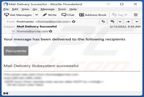 Mail Delivery Successful Email Scam