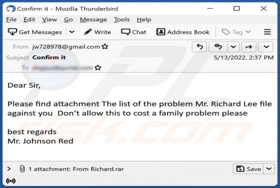 The List Of The Problem Email Virus