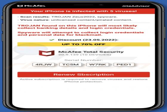 McAfee - Your Iphone Is Infected With 5 Viruses! POP-UP Scam (Mac)