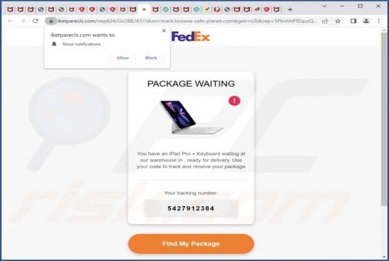 FedEx PACKAGE WAITING POP-UP Scam