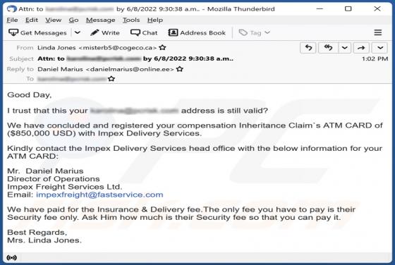 Impex Delivery Services Email Scam