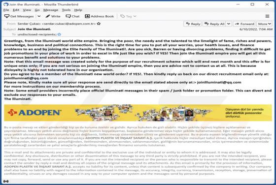 Illuminati Email Scam