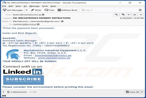 Mechatronics Industrial Equipment Email Virus