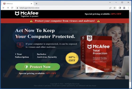 McAfee - Act Now To Keep Your Computer Protected POP-UP Scam