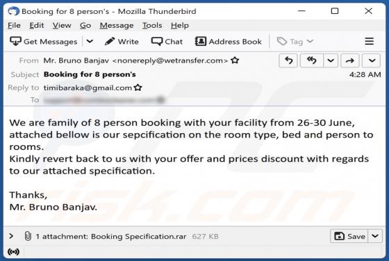 Booking Offer Email Virus