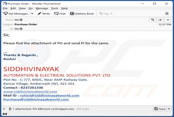 SIDDHIVINAYAK Email Virus