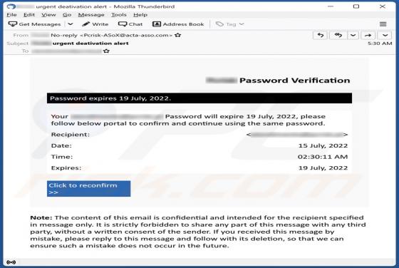 Password Verification Email Scam