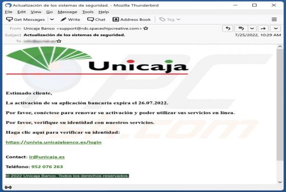 Unicaja Banco Email Scam