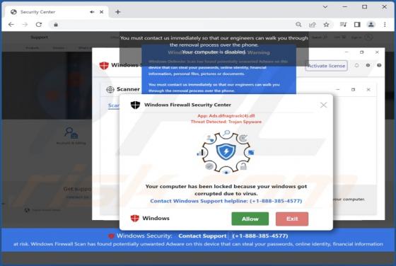 Your Windows Got Corrupted Due To Virus POP-UP Scam