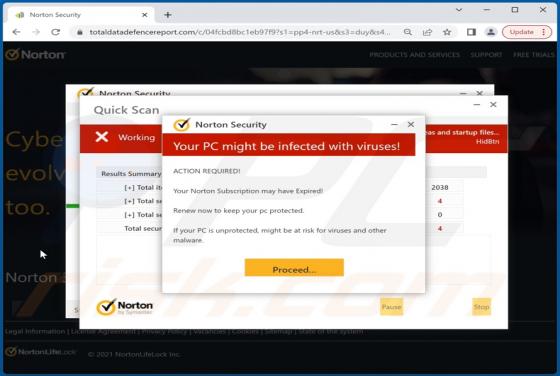 Norton Security - Your PC Might Be Infected With Viruses! POP-UP Scam