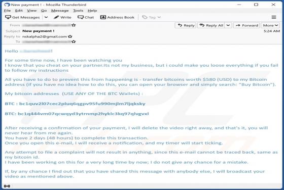 I Know That You Cheat On Your Partner Email Scam