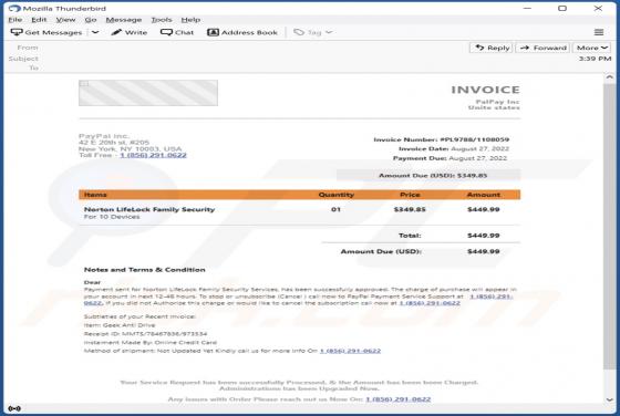 Norton LifeLock Email Scam