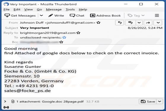 Google Docs Email Scam
