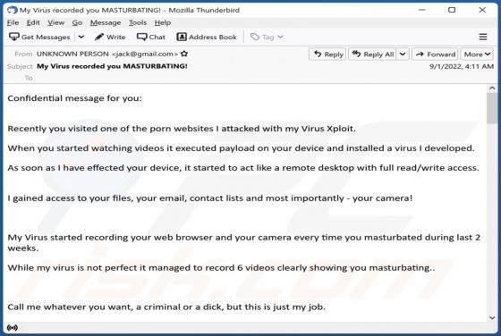 Porn Websites I Attacked With My Virus Xploit Email Scam