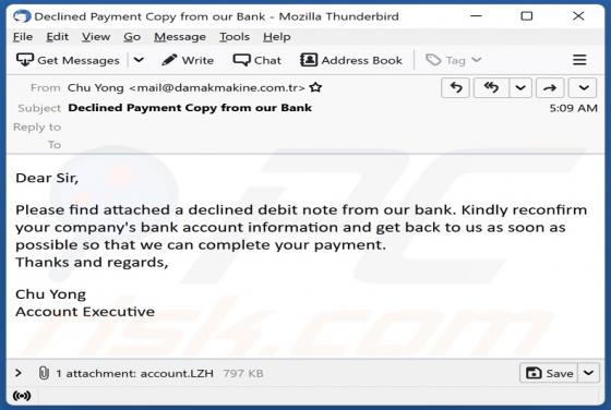 Declined Debit Email Virus