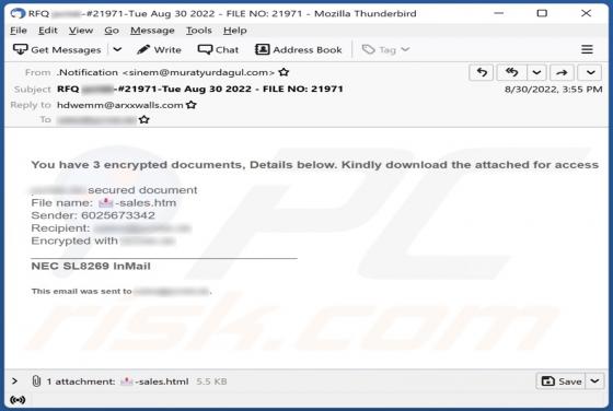 You Have 3 Encrypted Documents Email Scam