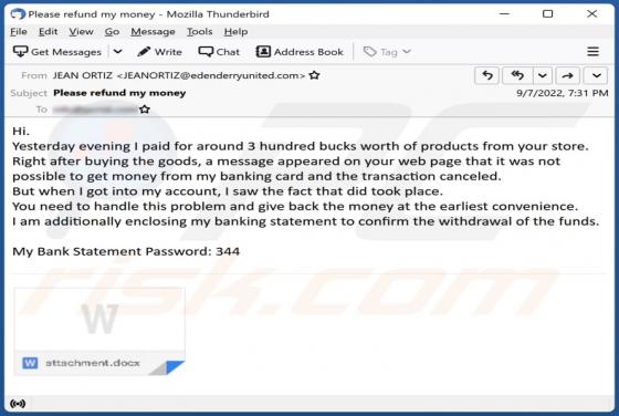 I Paid For Products From Your Store Email Virus