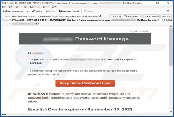 Password Is Scheduled To Expire Email Scam