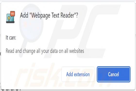 Webpage Text Reader Adware
