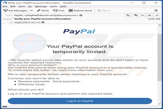Your PayPal Account Is Temporarily Limited Email Scam