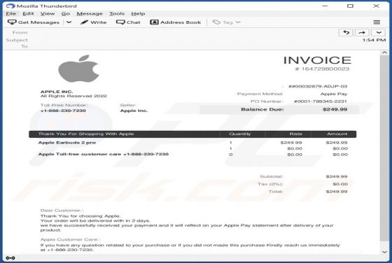 Apple Invoice Email Scam