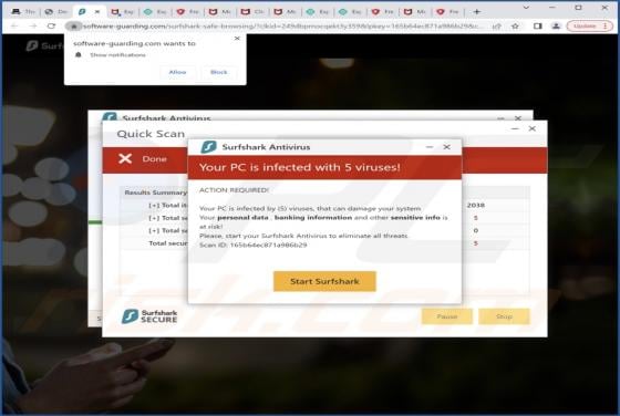 Surfshark - Your PC Is Infected With 5 Viruses! POP-UP Scam