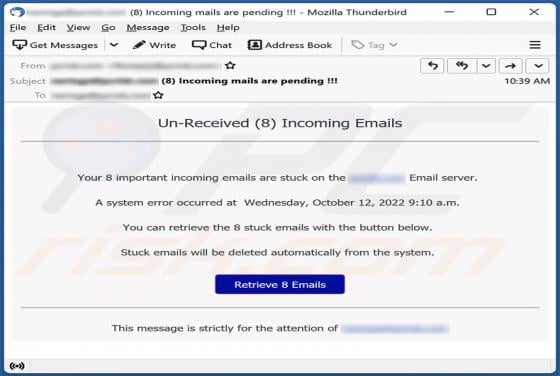 Un-Received Incoming Emails Scam