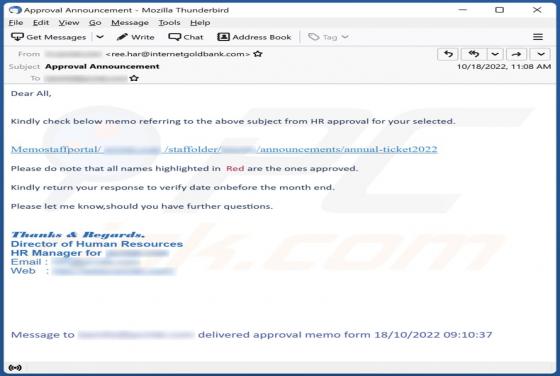 HR (Human Resources) Email Scam