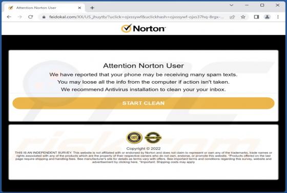 Norton - Your Phone May Be Receiving Many Spam Texts POP-UP Scam