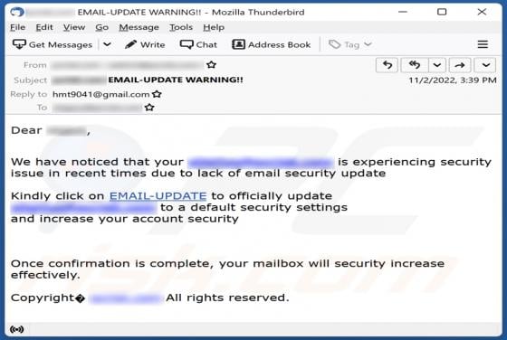 Email Security Update Scam
