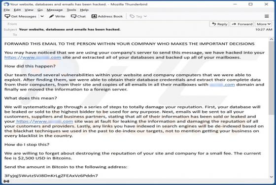 We Are Using Your Company's Server To Send This Message Email Scam