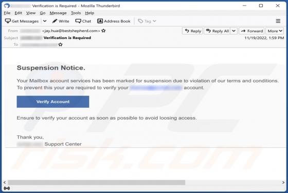Suspension Notice Email Scam