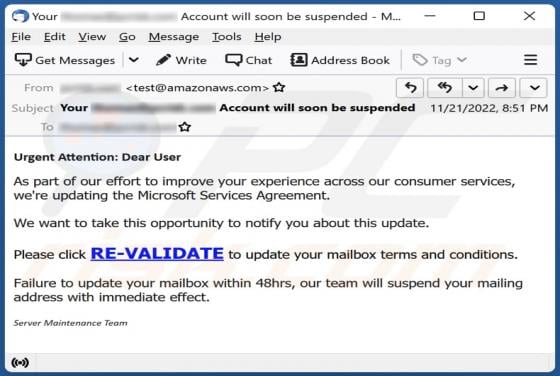 Microsoft Services Agreement Update Email Scam