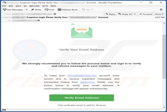 Verify Your Email Address Email Scam