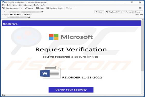 Microsoft Request Verification Email Scam
