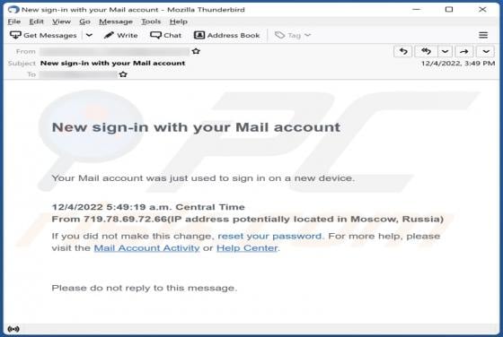 New Sign-in With Your Mail Account Email Scam