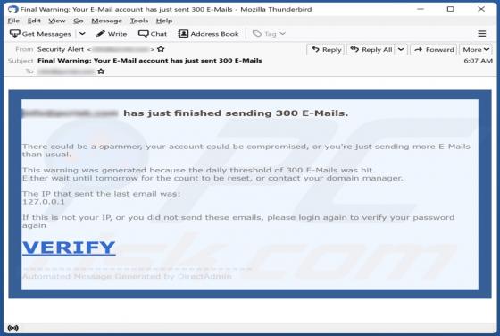Just Finished Sending 300 E-mails Scam